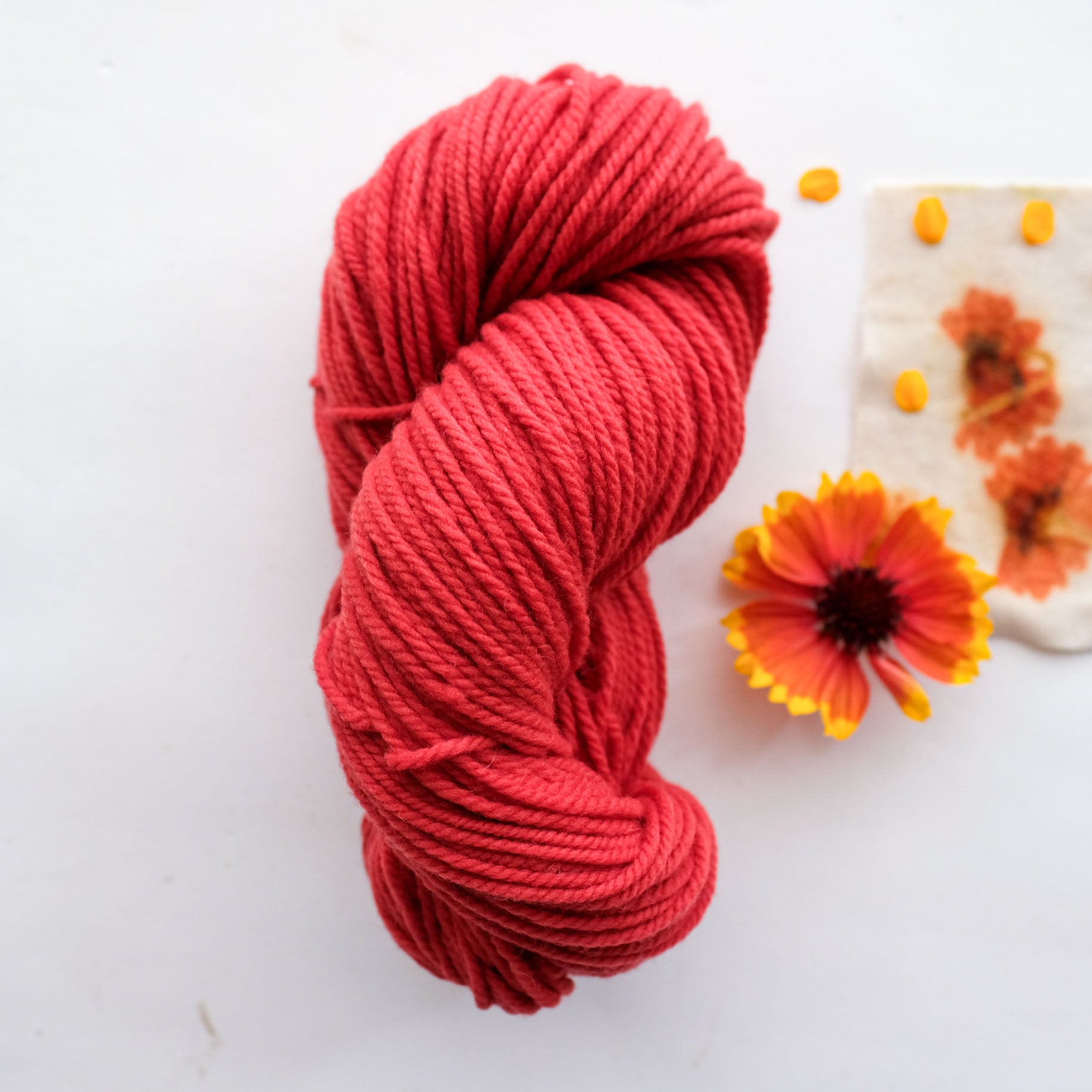 Caliente Naturally Dyed Red Yarn Everyday by Bread & Butter - Skeined