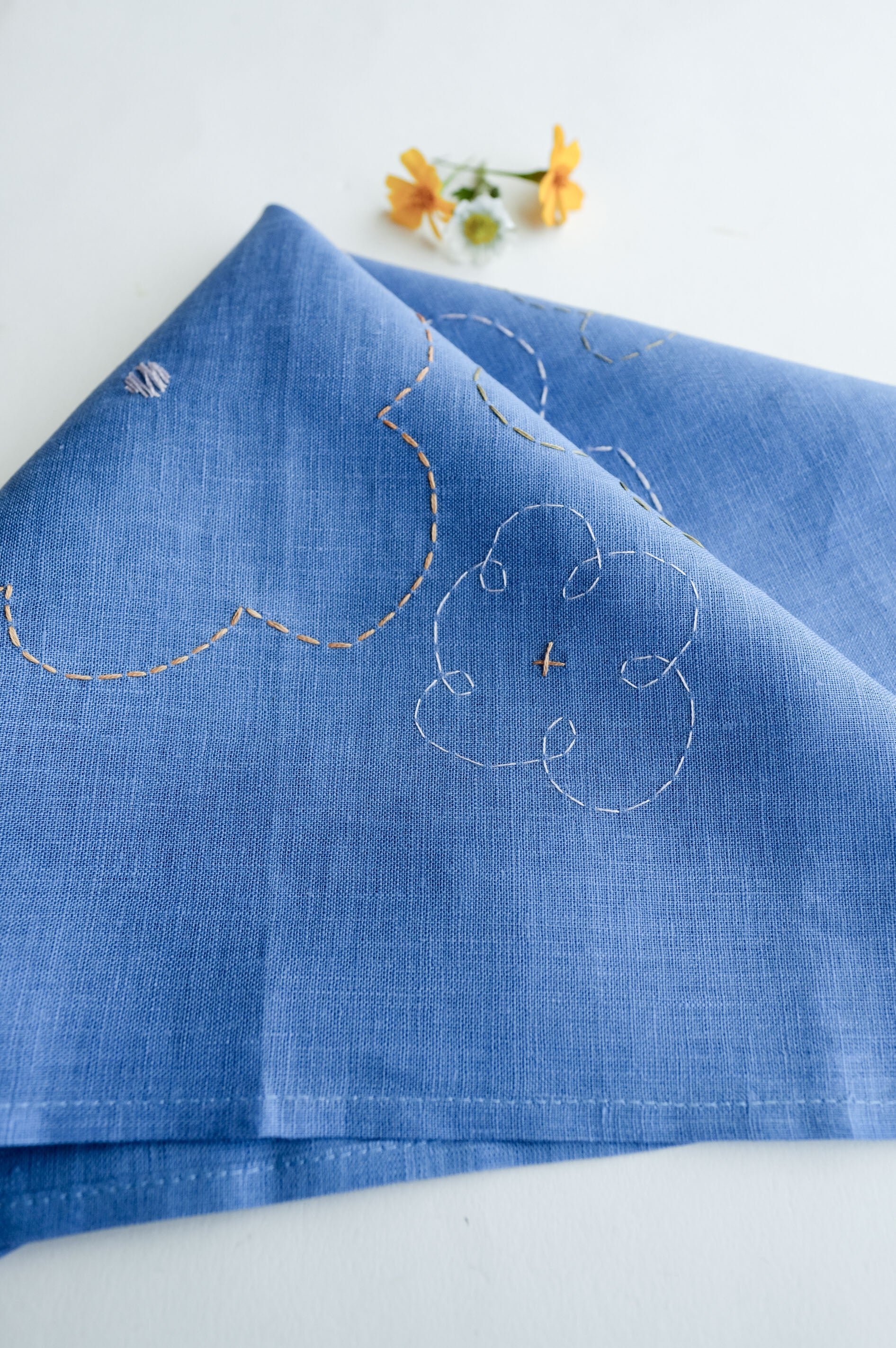 Forget-Me-Not Linen Handkerchief Bundle