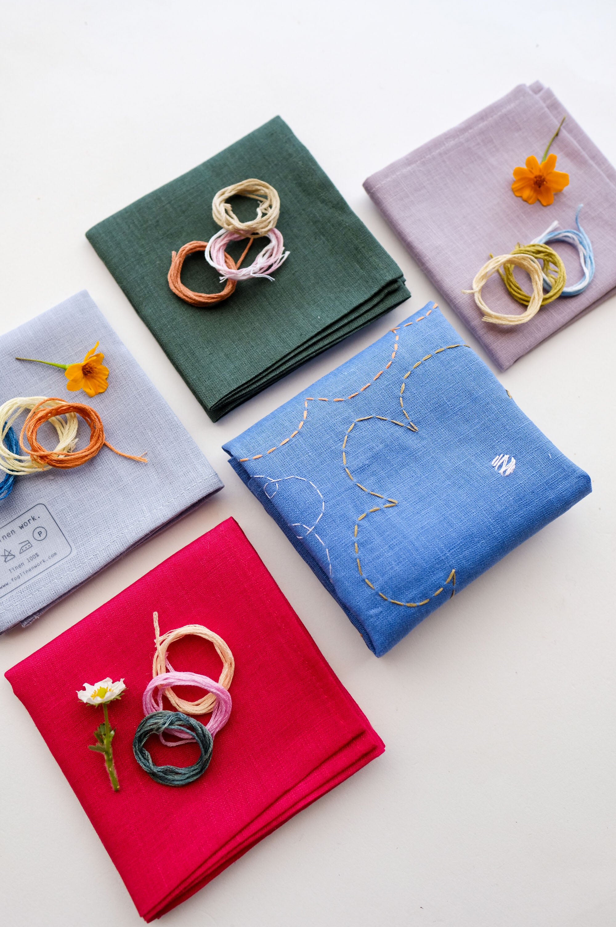 Forget-Me-Not Linen Handkerchief Bundle