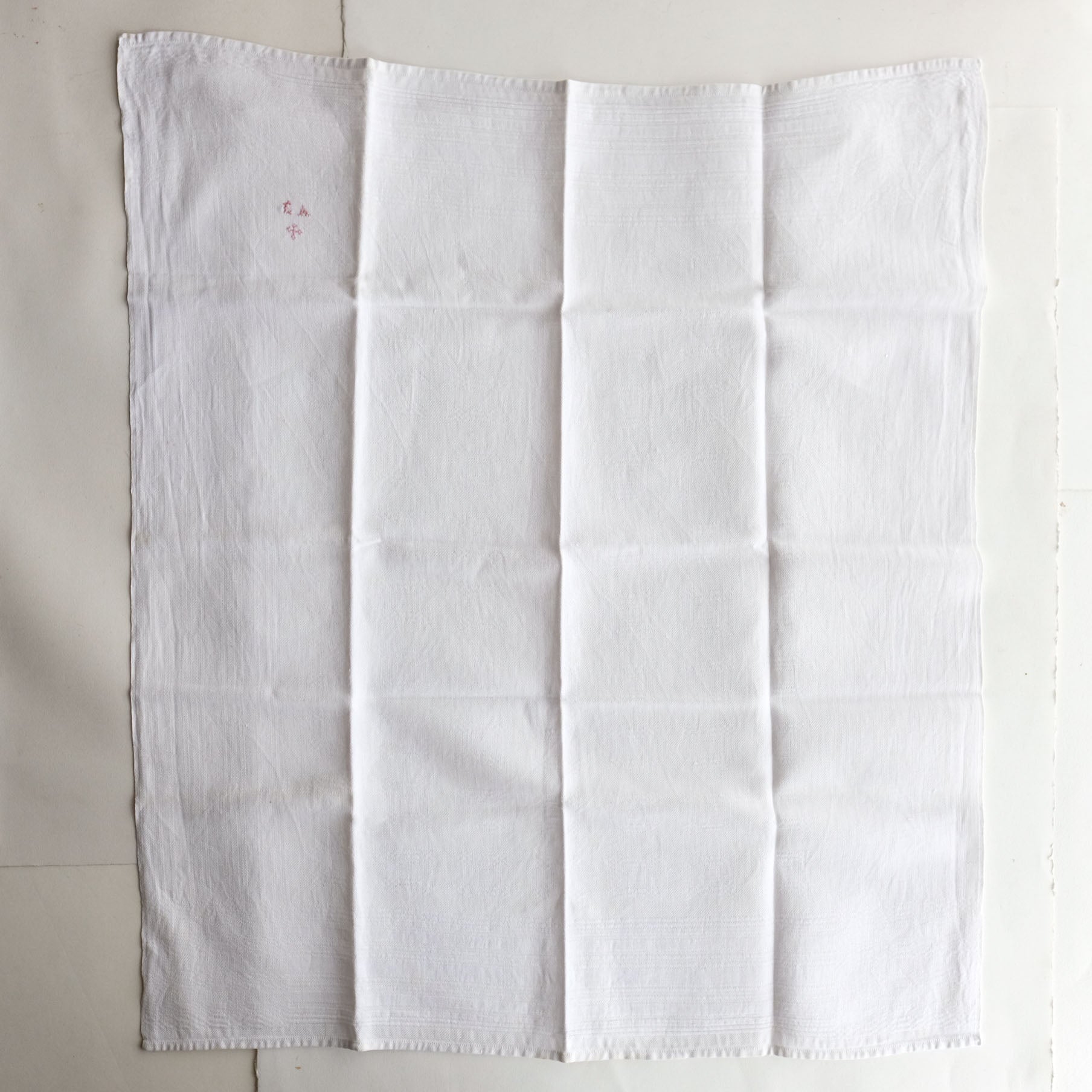 Vintage French Linen Napkins with Red Embroidery