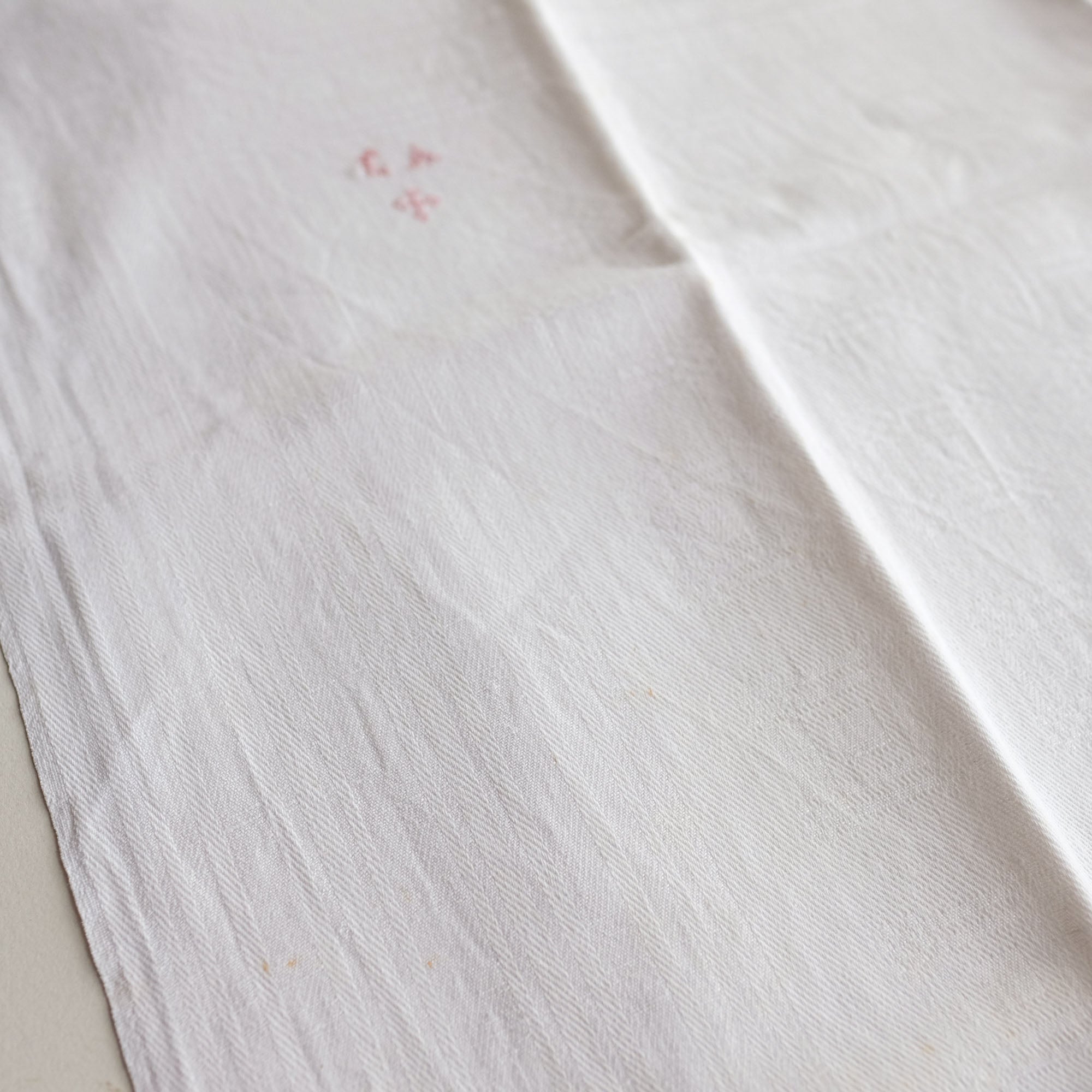 Vintage French Linen Napkins with Red Embroidery