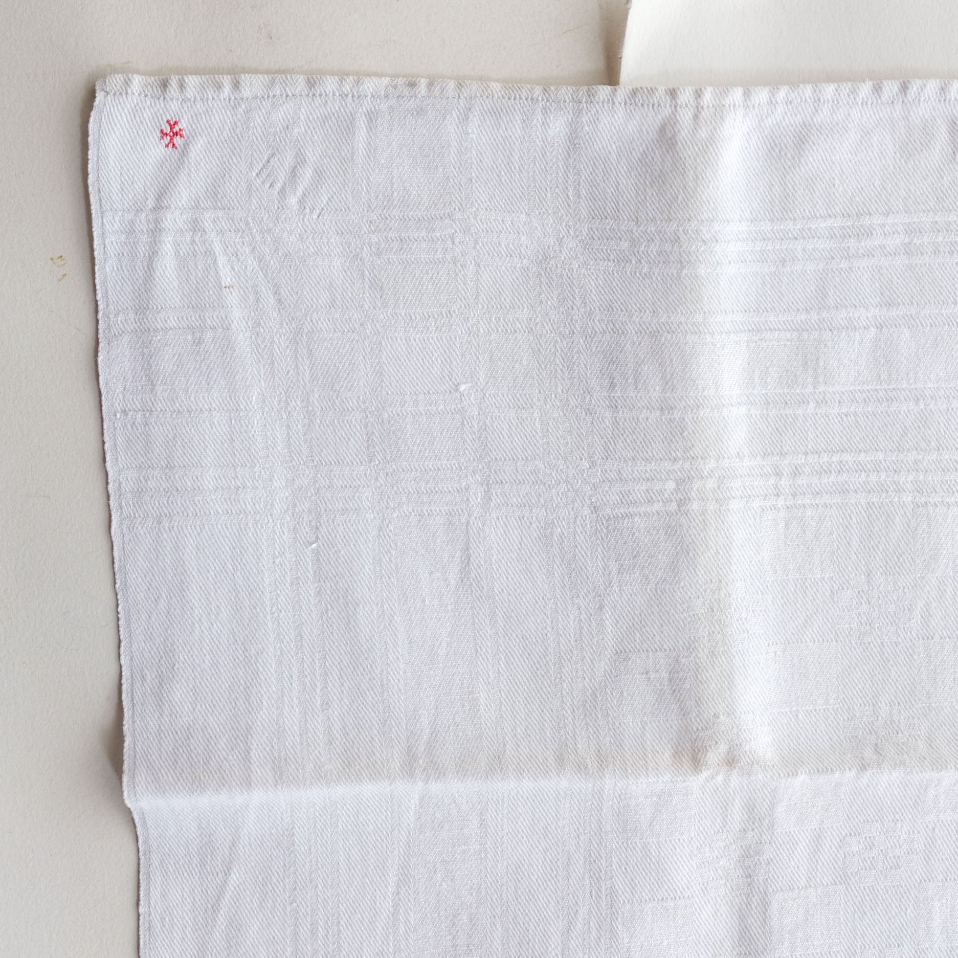 Vintage French Linen Napkins with Red Embroidery