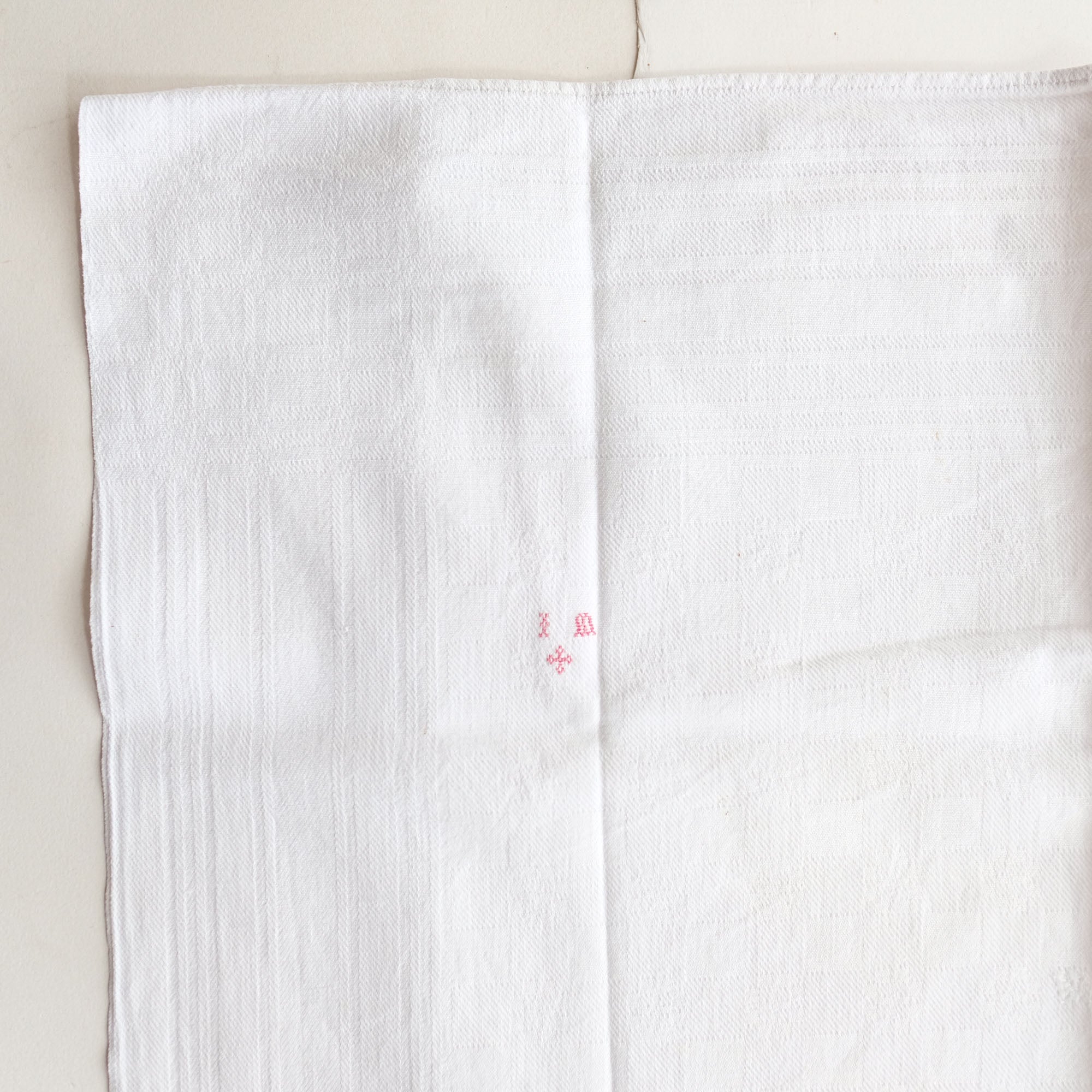 Vintage French Linen Napkins with Red Embroidery