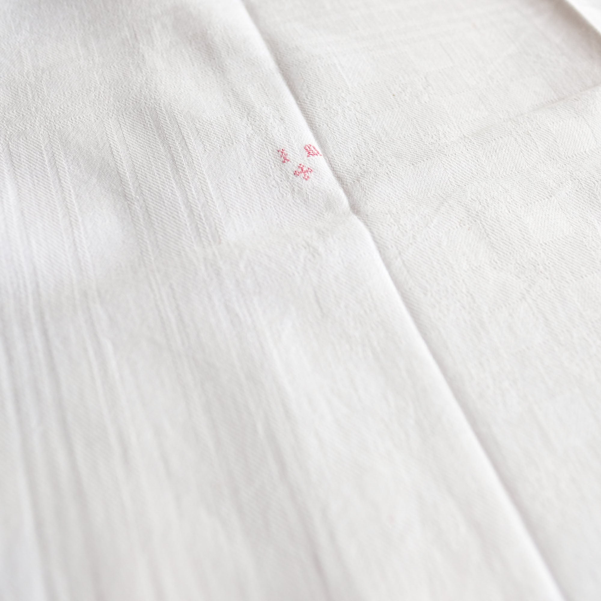 Vintage French Linen Napkins with Red Embroidery