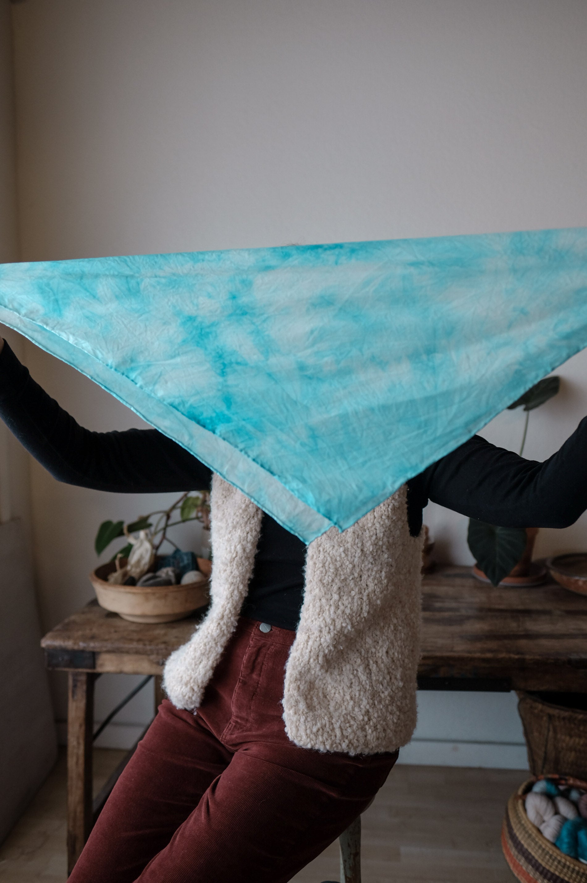 Locally-Grown Indigo-Dyed Silk Scarf