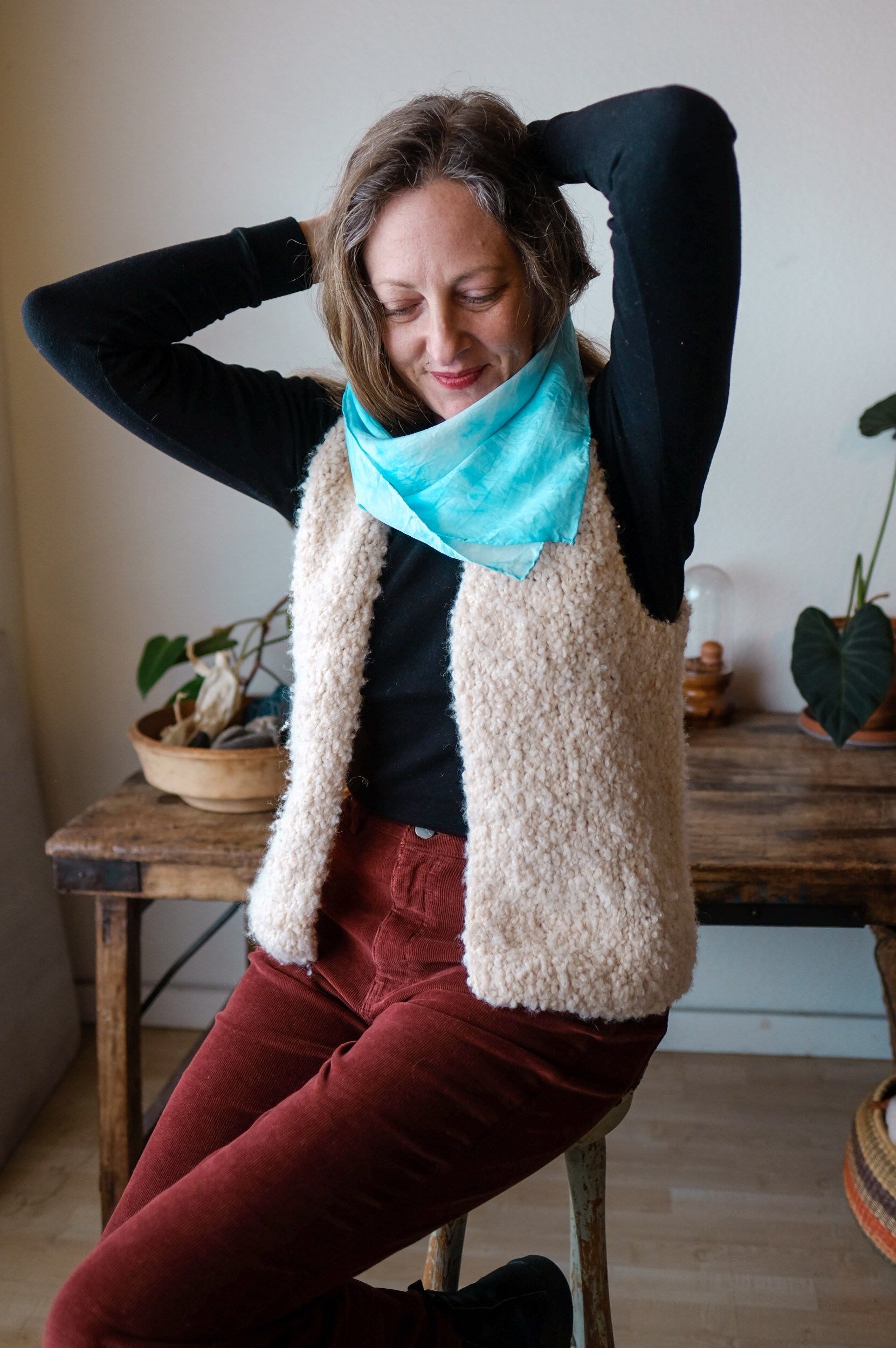 Locally-Grown Indigo-Dyed Silk Scarf