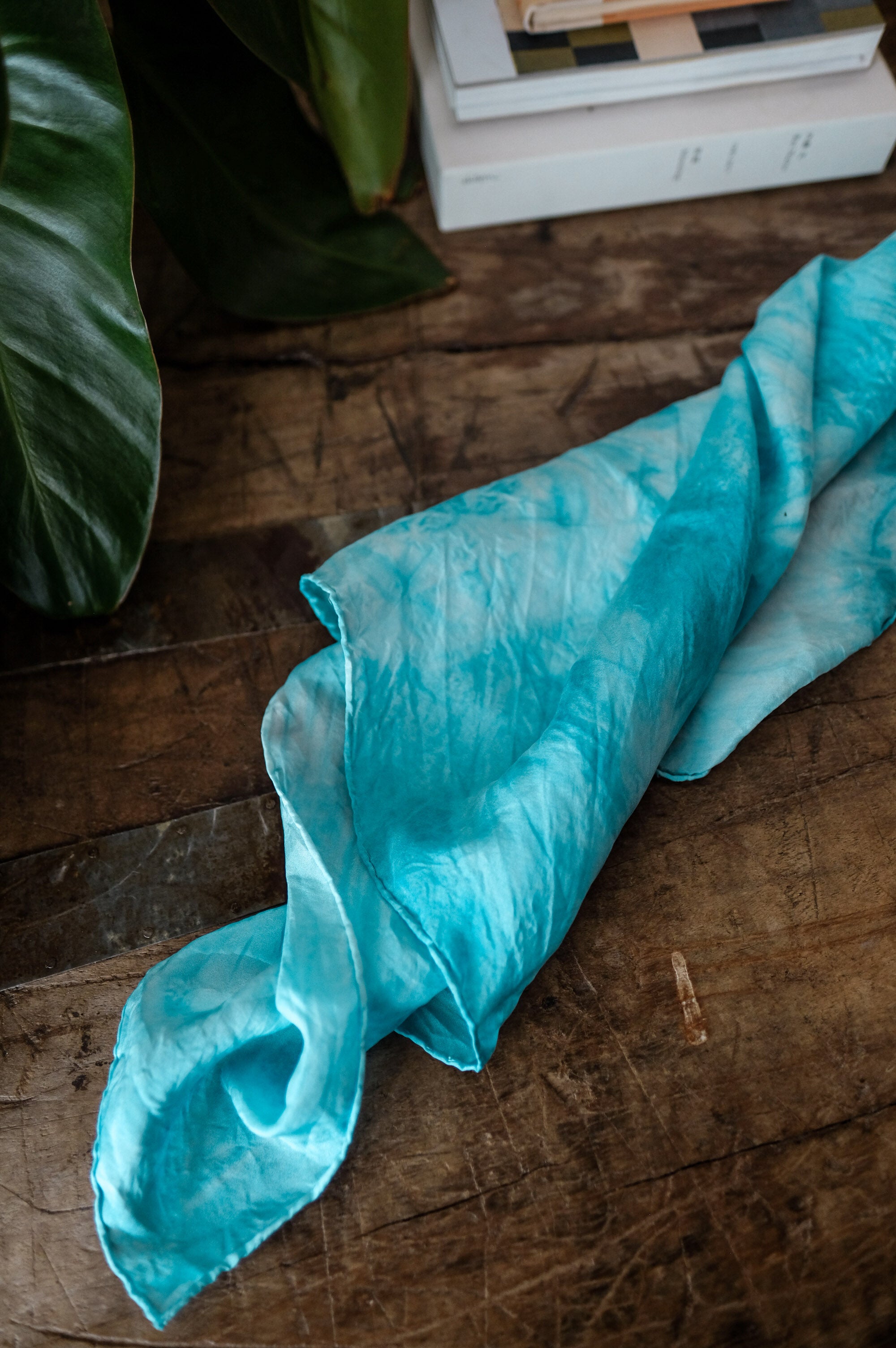 Locally-Grown Indigo-Dyed Silk Scarf