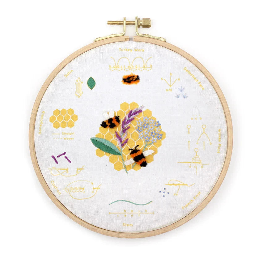 Honeybees Embroidery Stitch Sampler