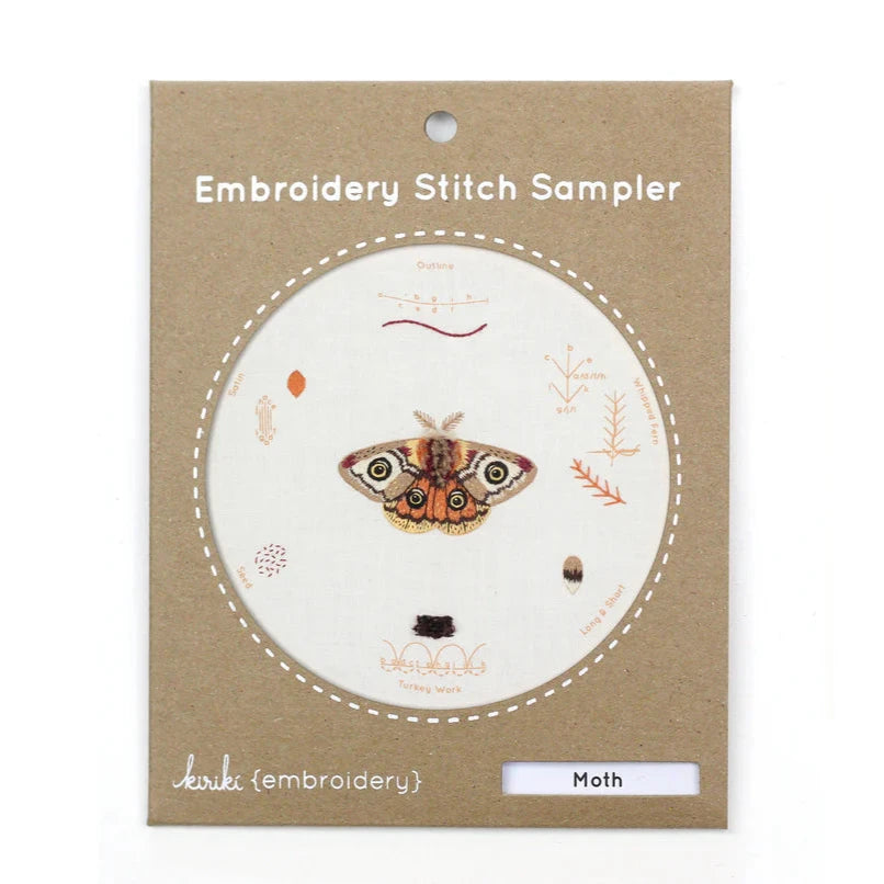 Moth Embroidery Stitch Sampler