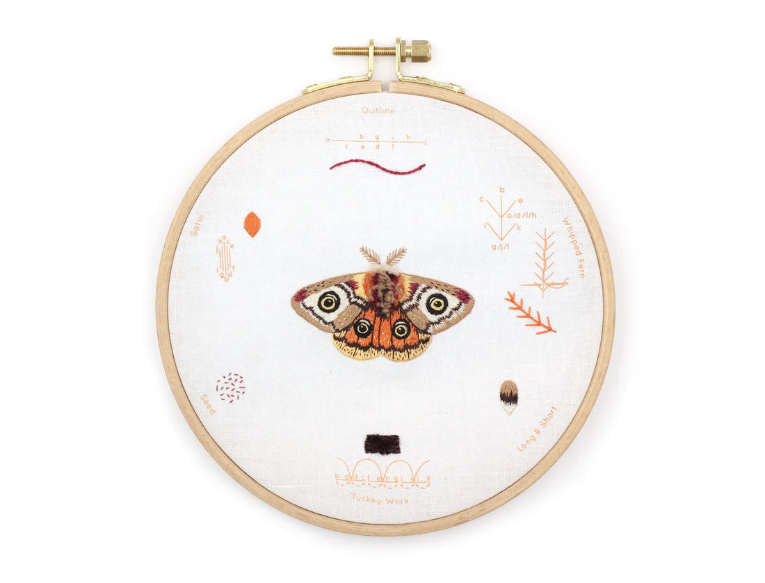 Moth Embroidery Stitch Sampler