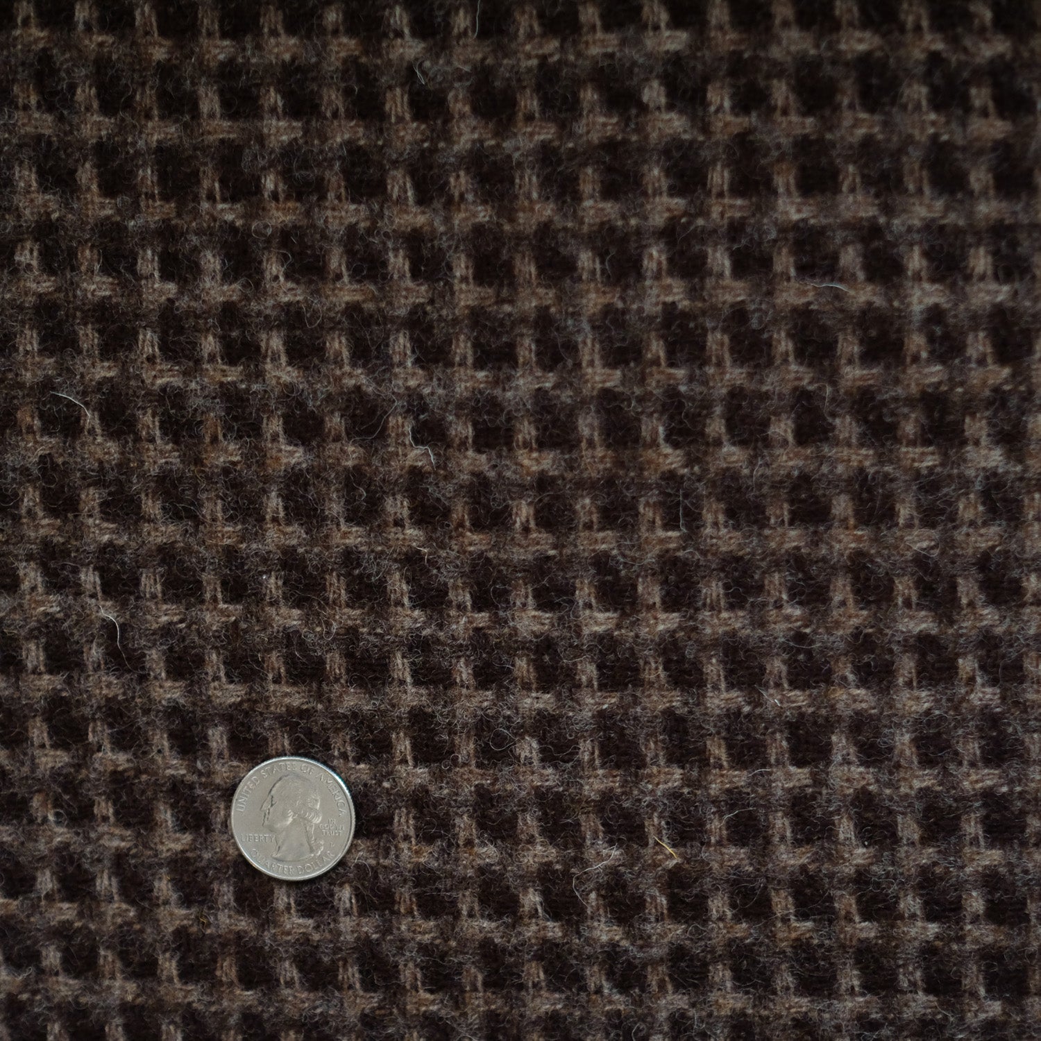 Label: Wool Coating - Dark Brown and Camel Houndstooth