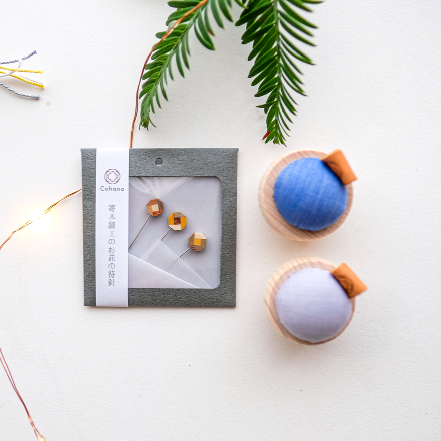 Gift Set: Cypress Pin Cushion and Flower Parquet Sewing Pins