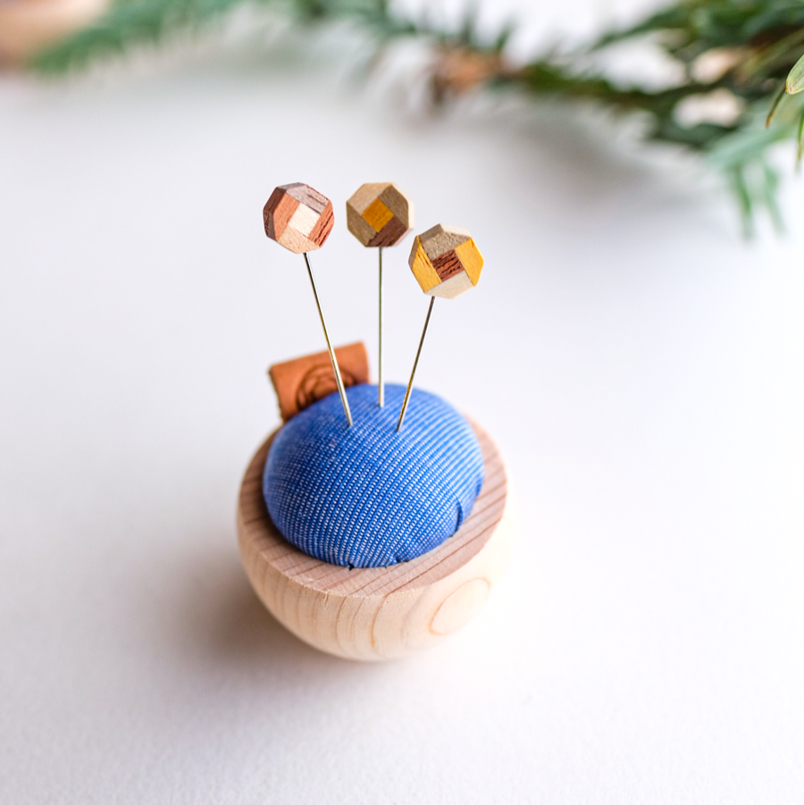 Gift Set: Cypress Pin Cushion and Flower Parquet Sewing Pins