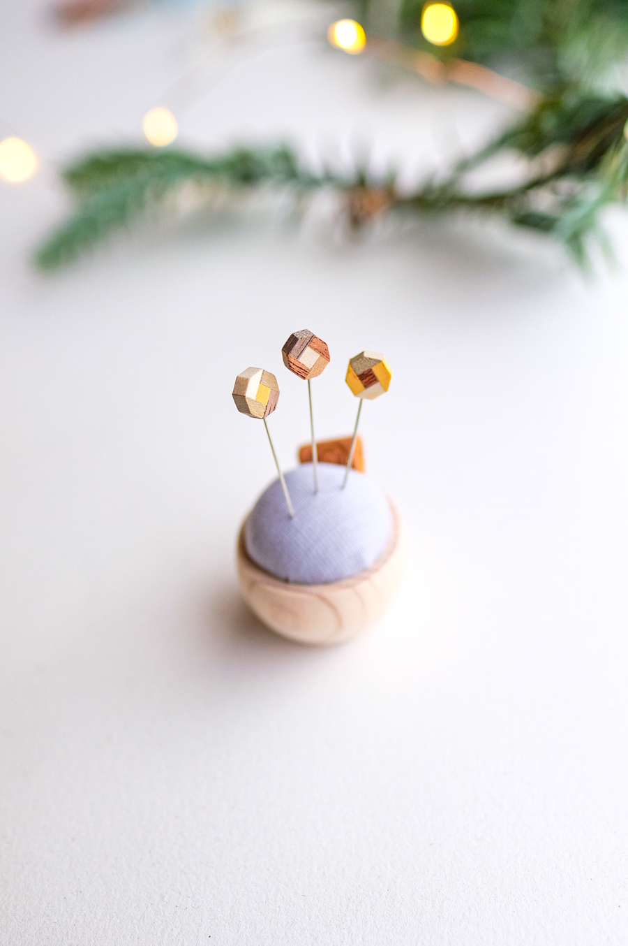 Gift Set: Cypress Pin Cushion and Flower Parquet Sewing Pins