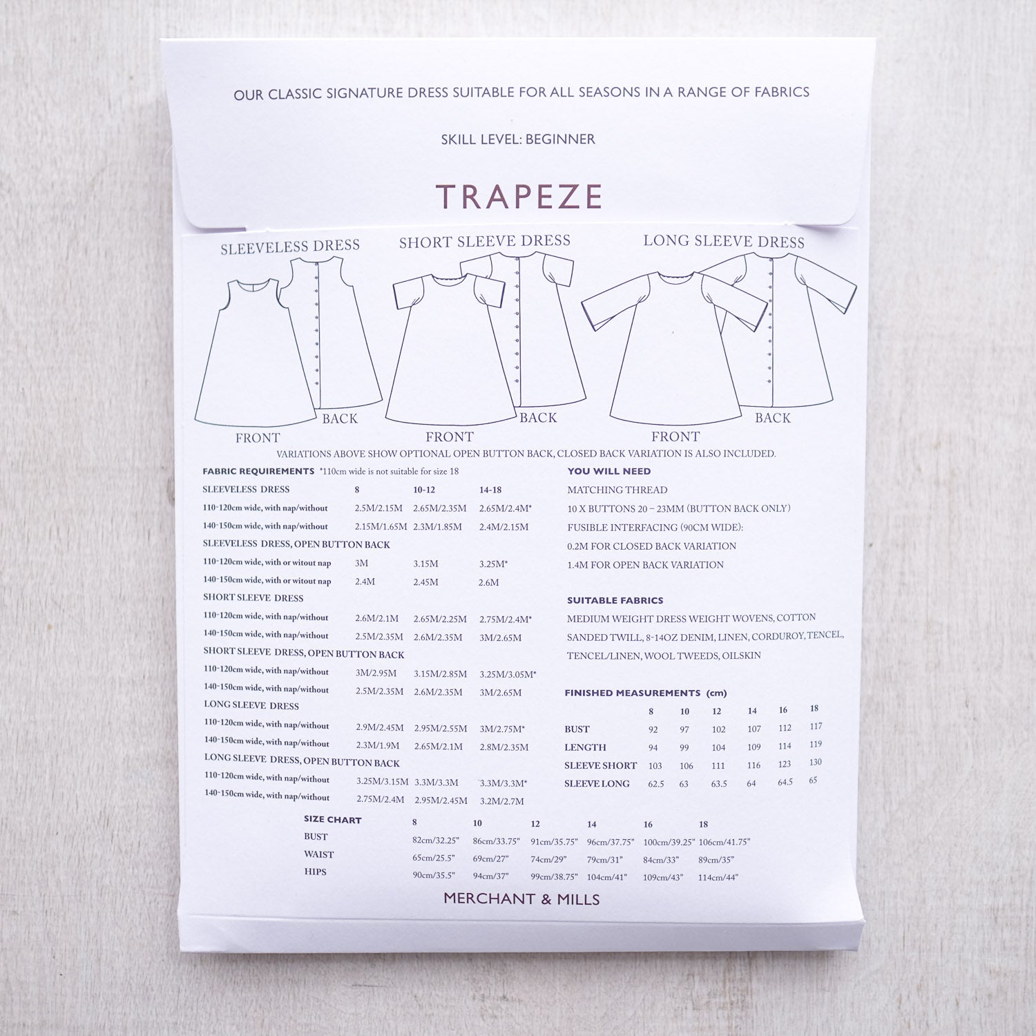 The Trapeze Dress Pattern - UK Size 8-18