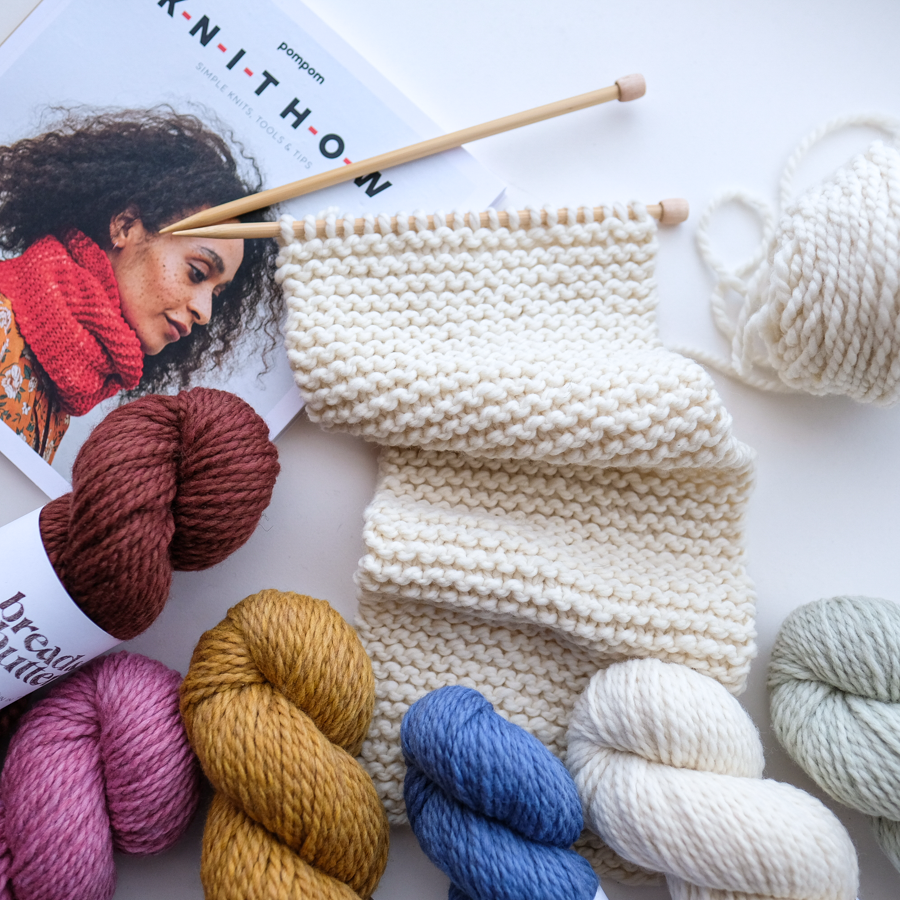 Beginning Knitting Kit (Basic)  Lamb's Pride Bulky & Knitting Instruc –  ATELIER YARNS