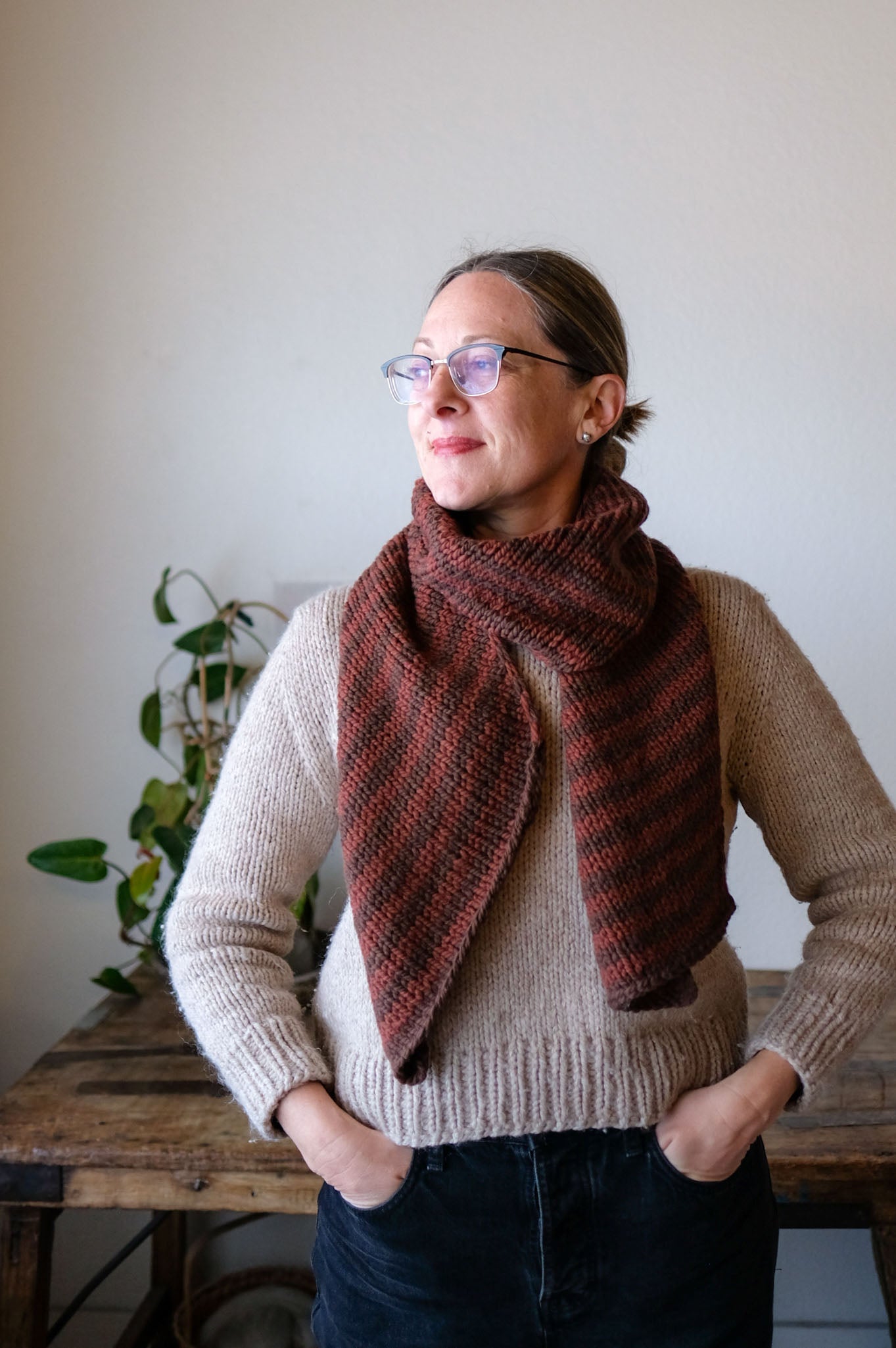 Hot Cocoa Bias Stripe Scarf