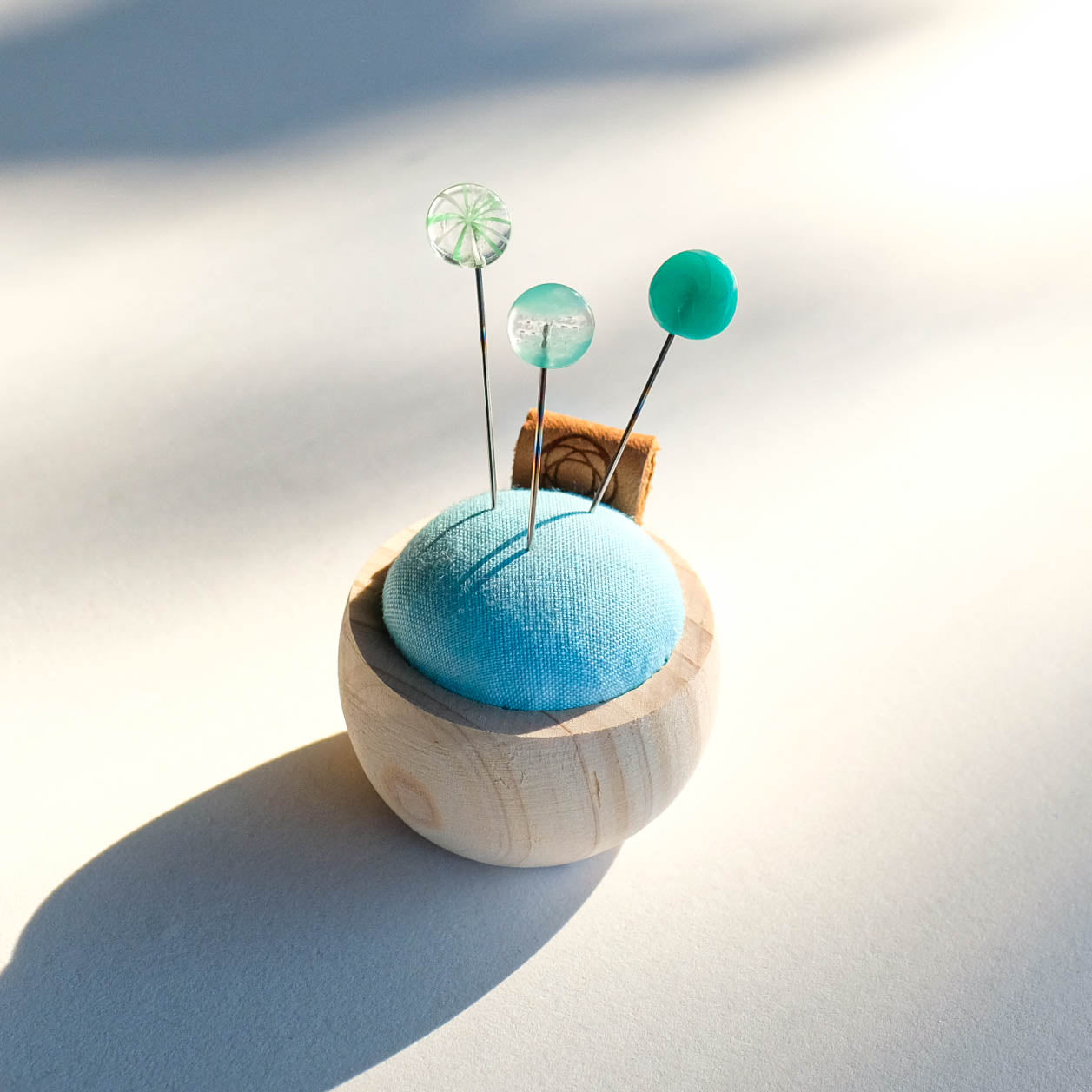 Gift Set: Cypress Pin Cushion and Ohajiki Glass Sewing Pins