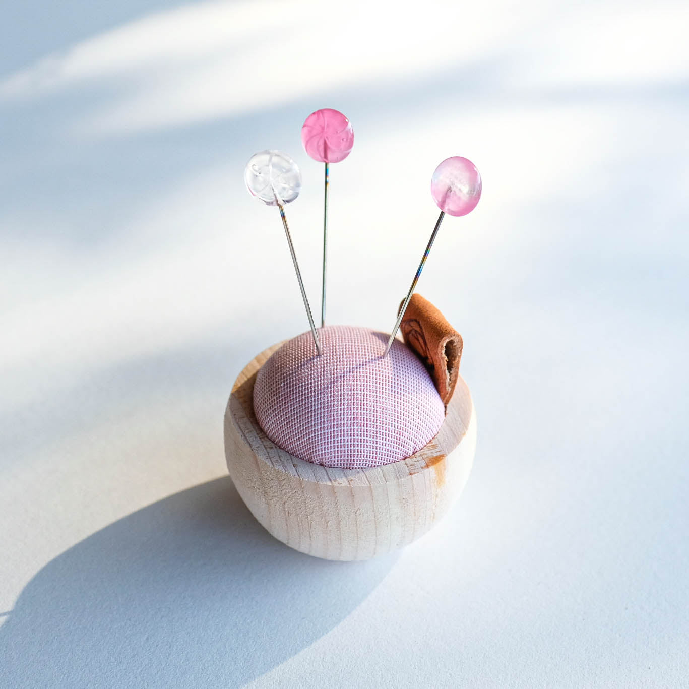 Gift Set: Cypress Pin Cushion and Ohajiki Glass Sewing Pins