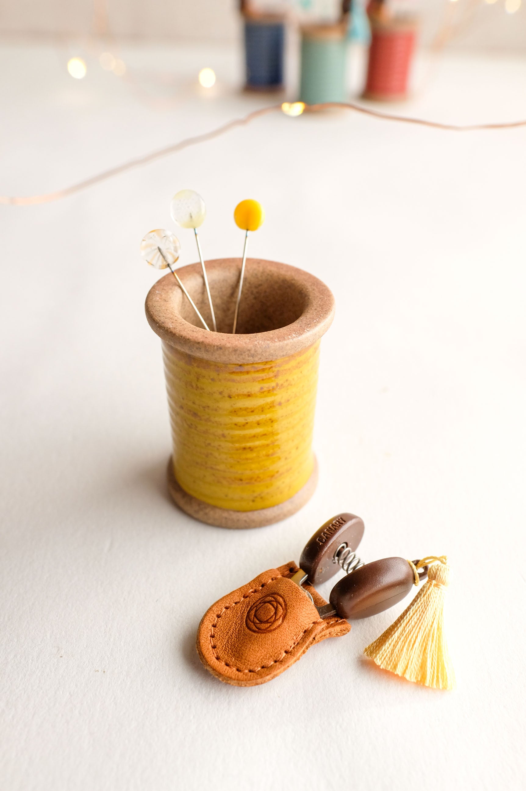 Gift Set: Hasami Magnetic Pin Holder + Ohajiki Glass Sewing Pins + Sek