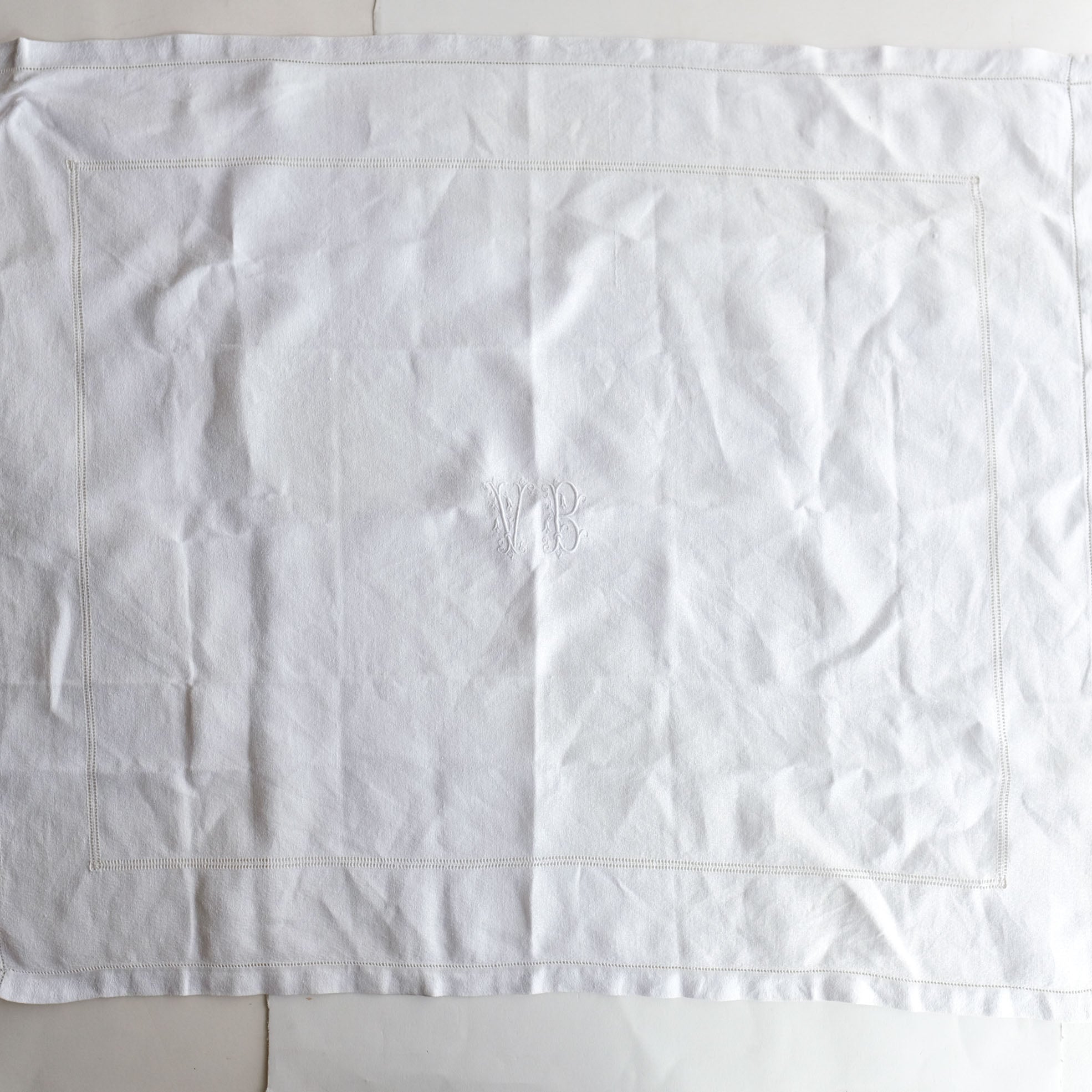 Vintage French Linen Napkins with White Embroidery