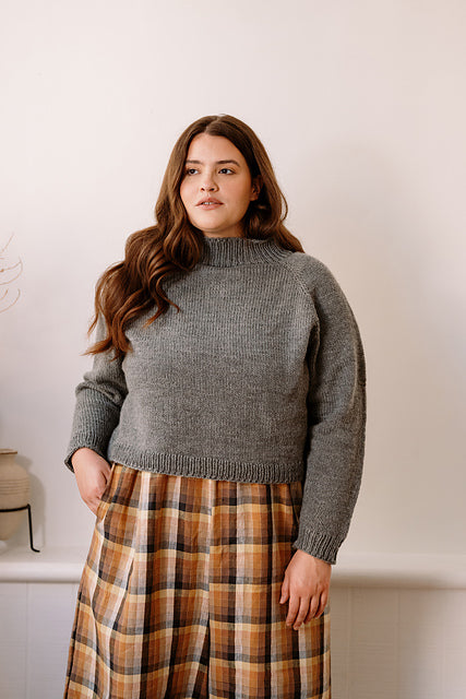 Gayle Raglan - grey, knit, crew neck sweater