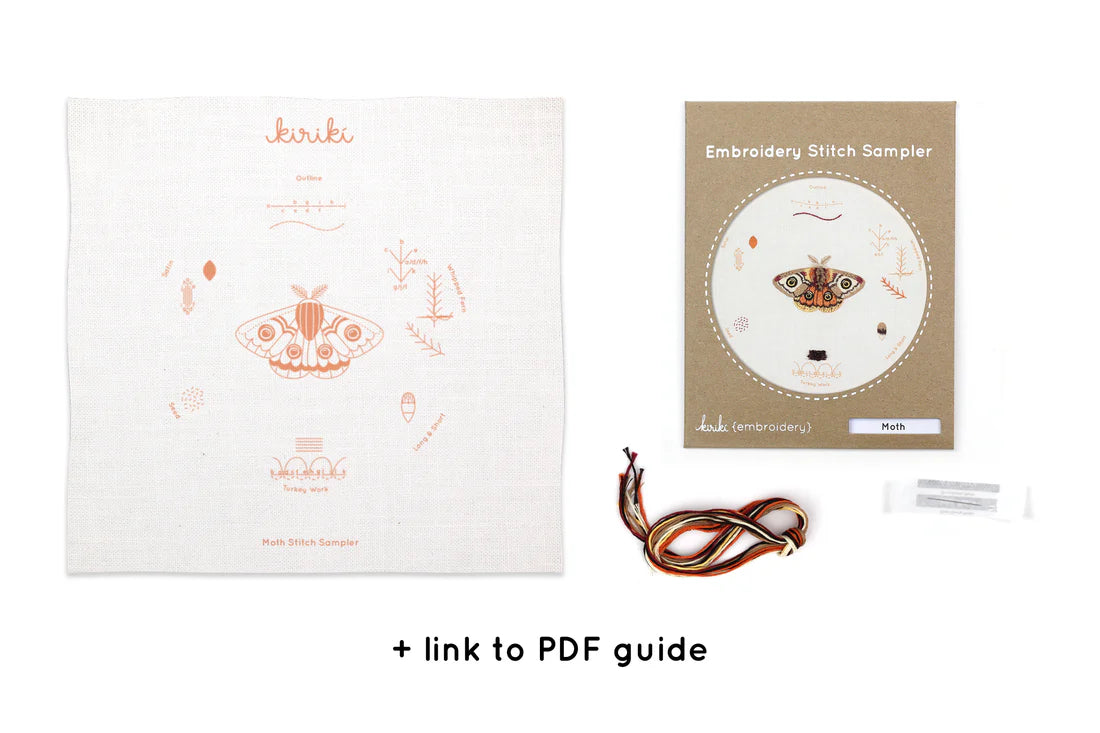 Moth Embroidery Stitch Sampler