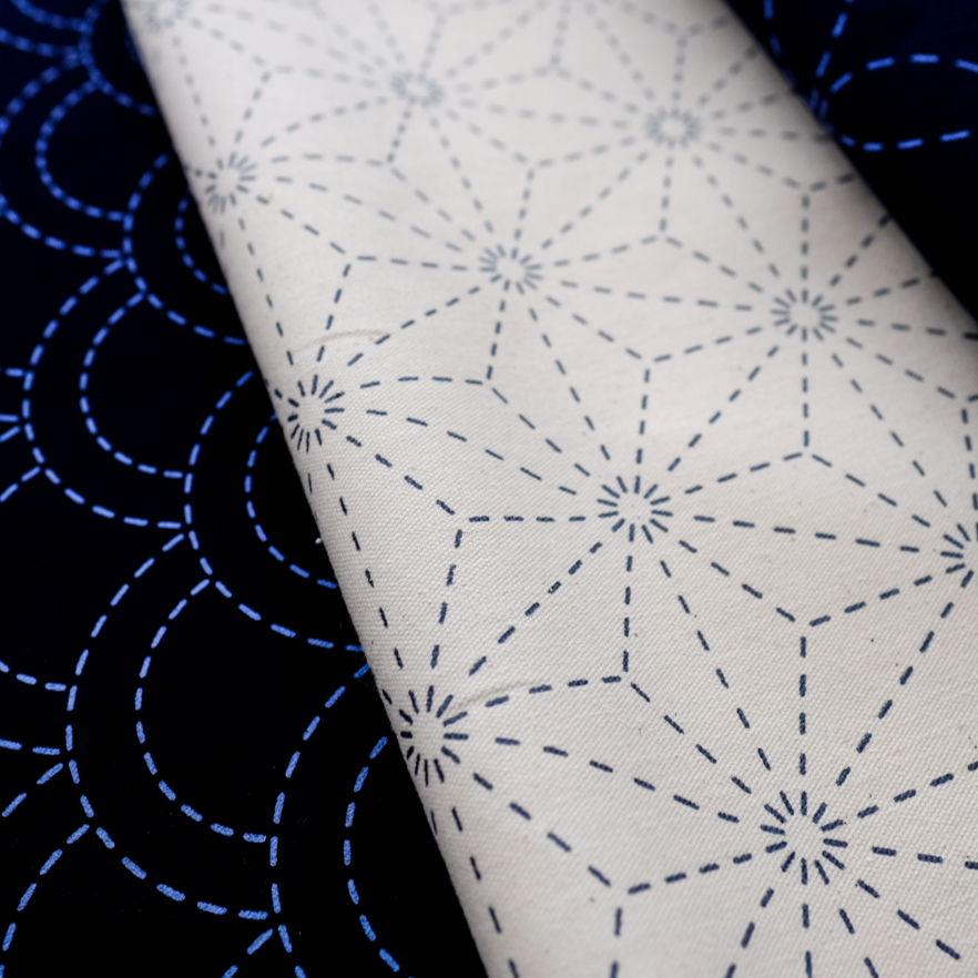 Preprinted Sashiko Cloth - Asanoha Star Pattern – Fabric Tales