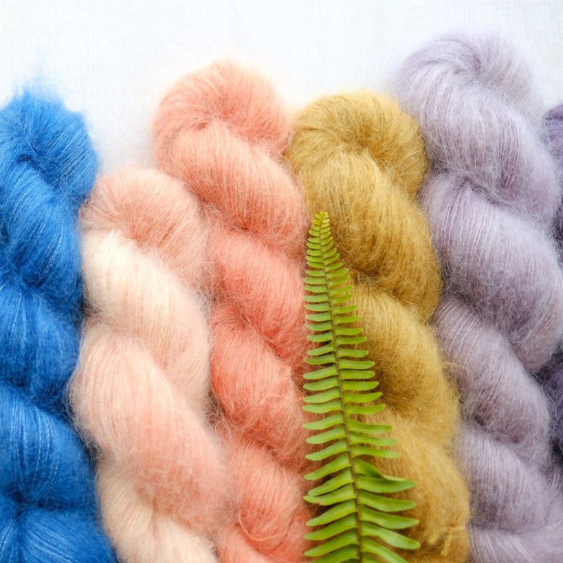 Frond yarn hand dyed with brilliant natural dyes
