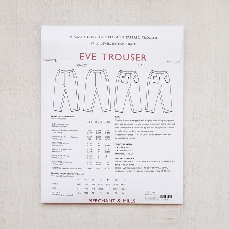 Eve Trouser Pattern - UK Size 8-18