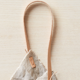 Rustic Linen Four Corner Bag + Leather Handles