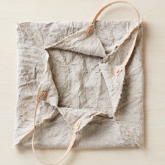 Rustic Linen Four Corner Bag + Leather Handles